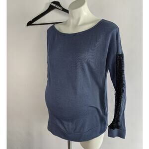 PinkBlush Blue Casual Top Lace Detail Sz Small
